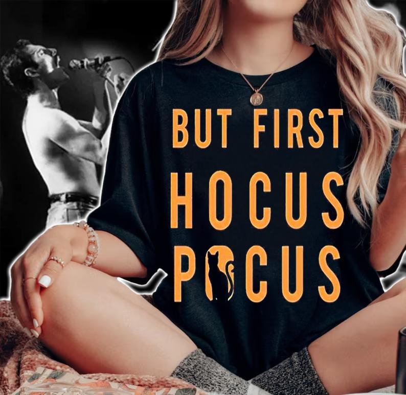 Halloween But First Hocus Pocus Cat Silhouette T-shirt woman shirt