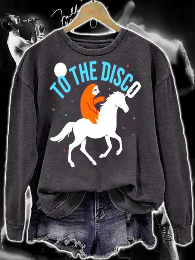 Horse and sloth to the disco shirt sweatshirt