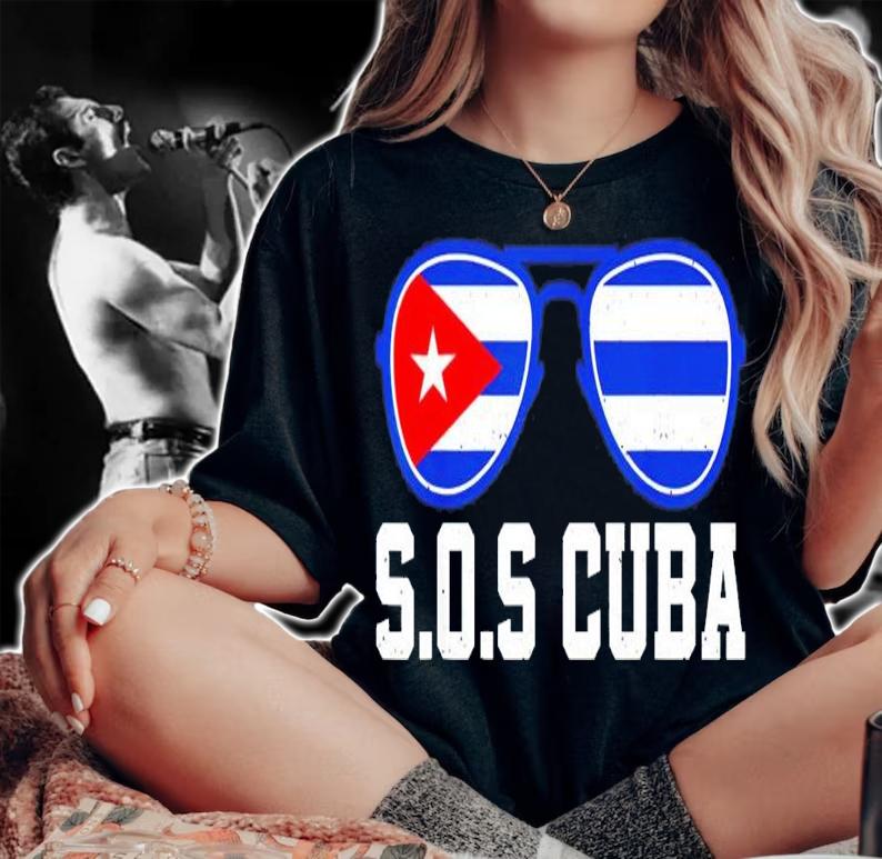 Sos Cuba Flag sunglasses shirt woman shirt