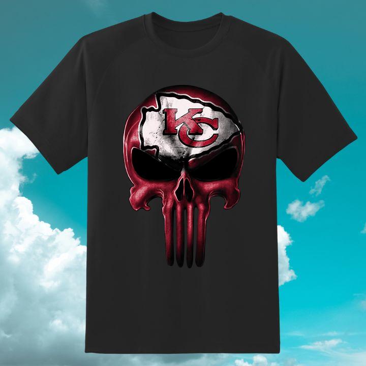 Funny Punisher Skull Kansas City Chiefs Logo T-Shirt