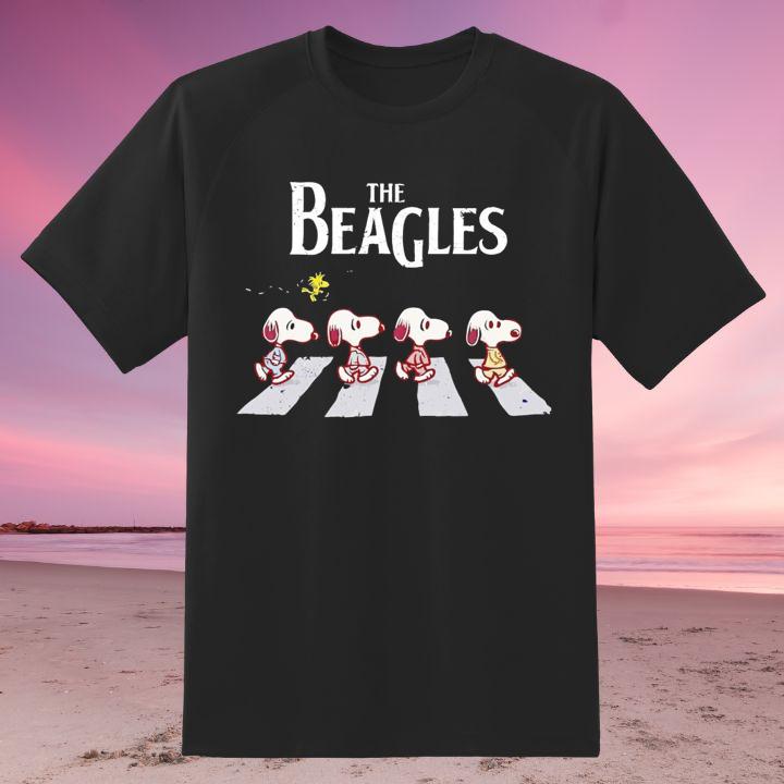 The Beagles Snoopy And Woodstock Abbey Road Peanuts T-Shirt