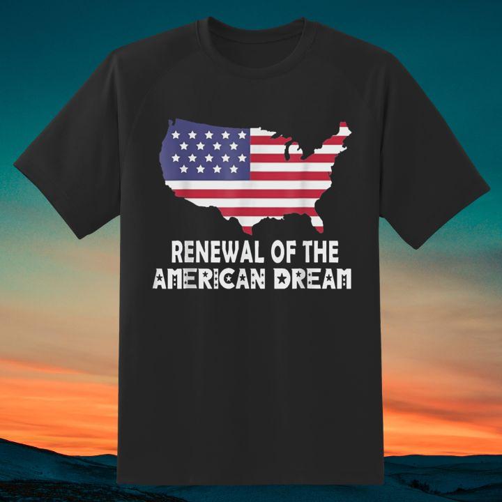 Renewal Of The American Dream Usa Map American Flag T-Shirt