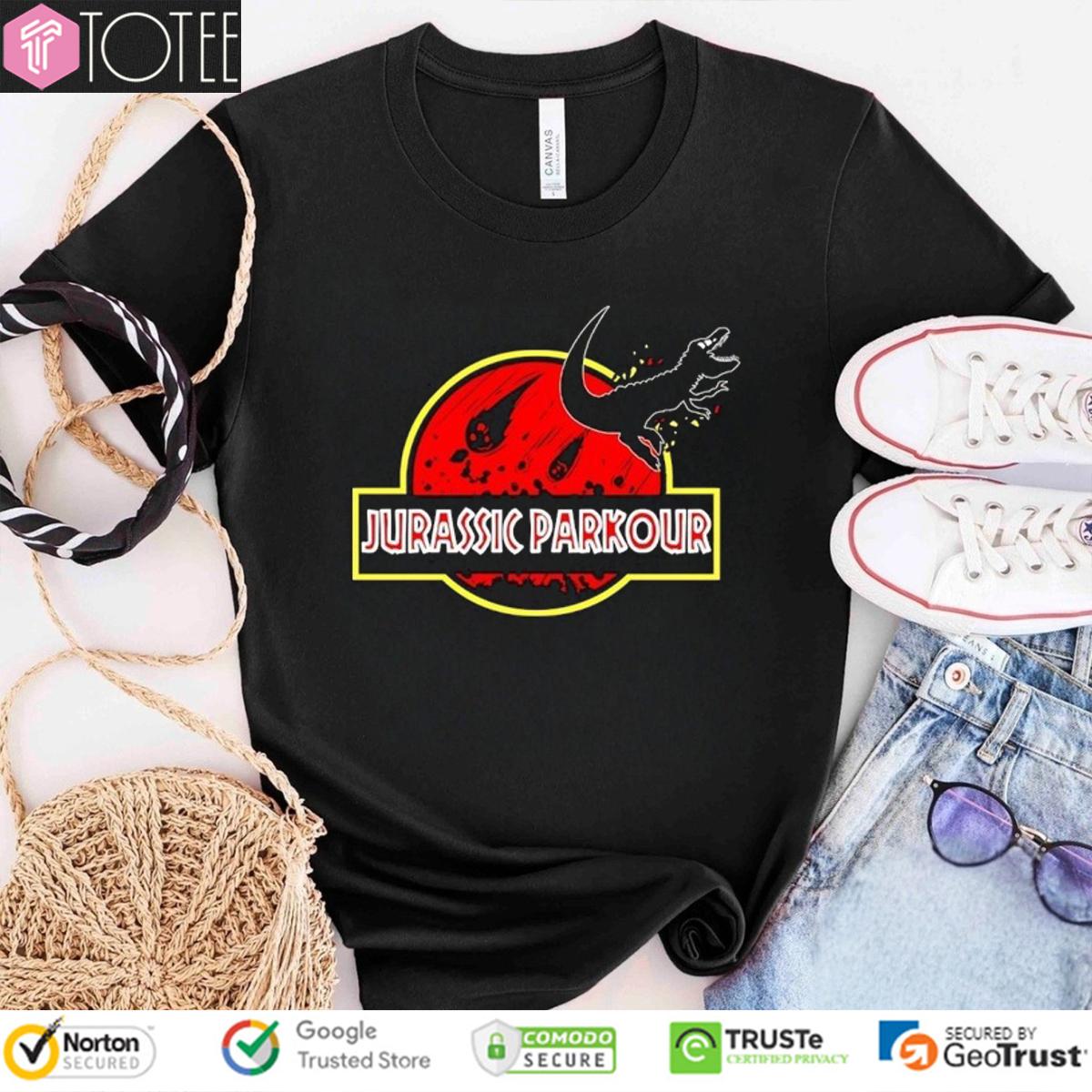 Jurassic Parkour Parody Jurassic Park Logo T-Shirt