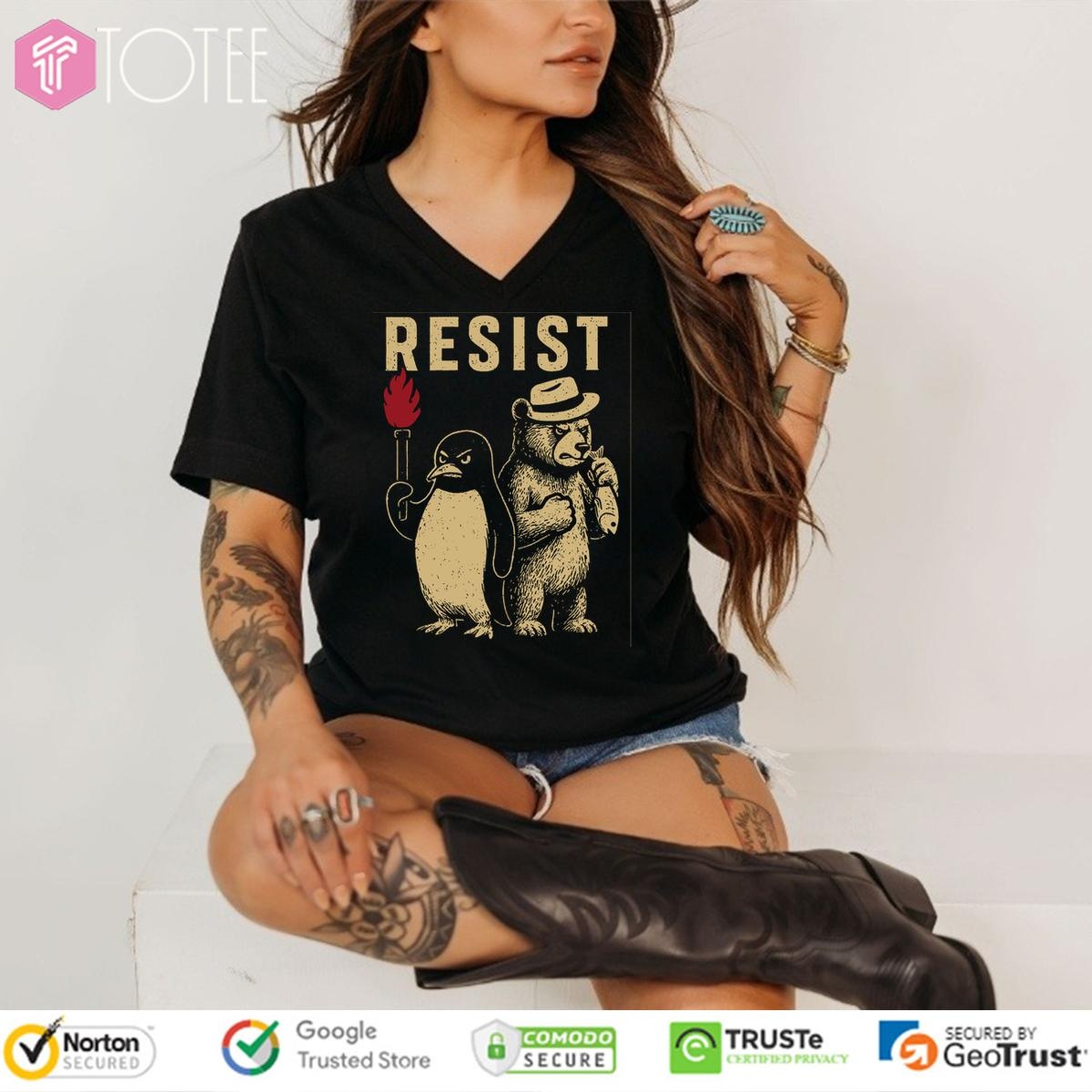 Penguins And Bears Resist Tariff More Fish V-neck