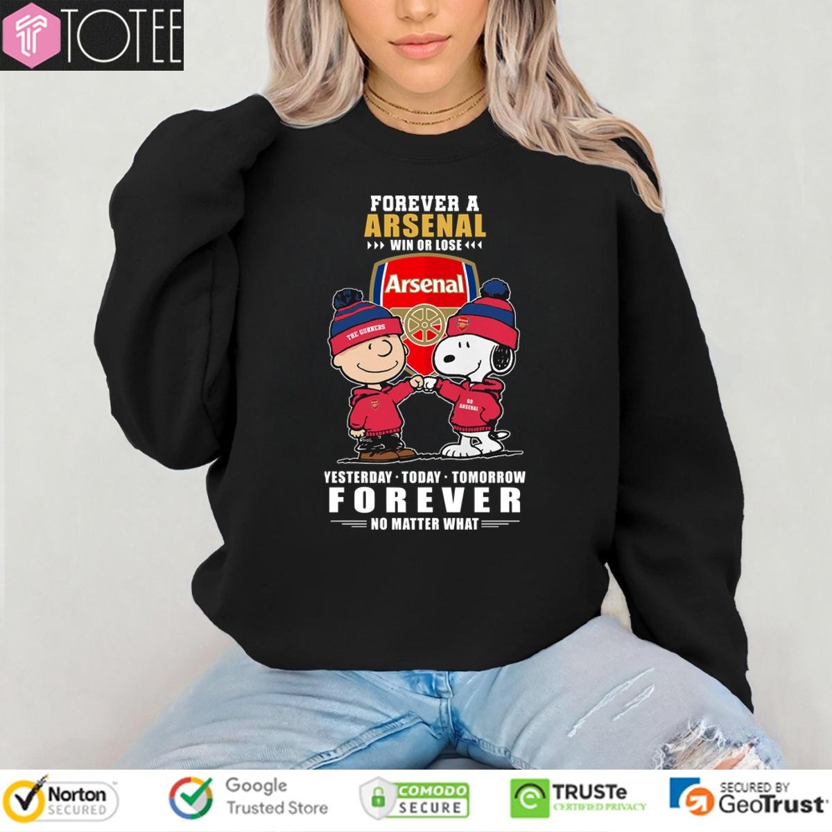 Snoopy X Charlie Brown Forever A Arsenal F.C. Win Or Lose No Matter What sweatshirt