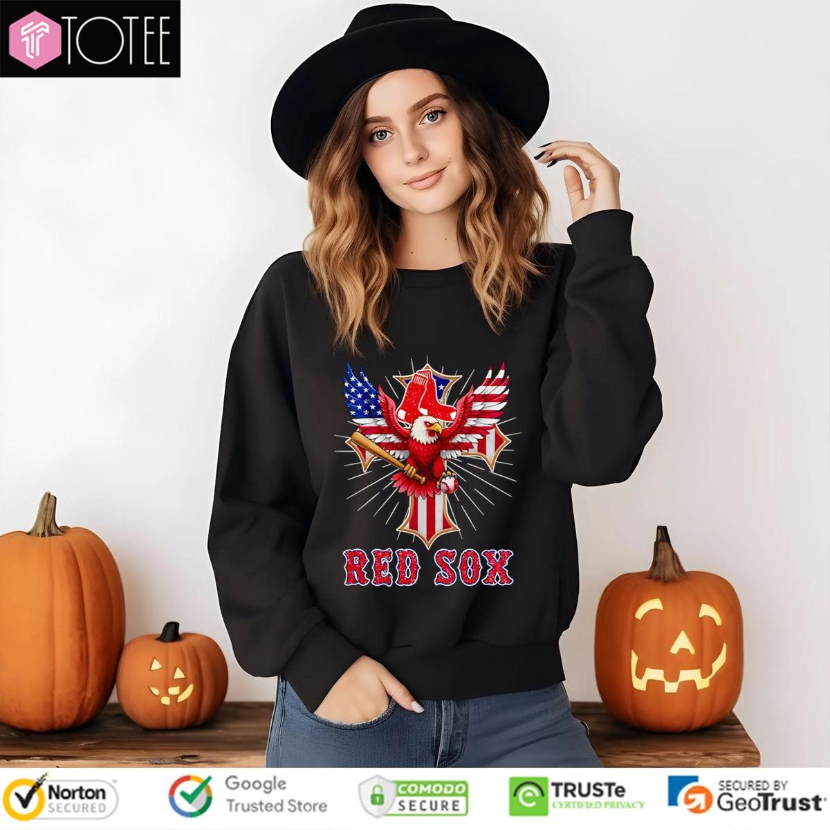 Eagle Cross Boston Red Sox Baseball American Flag 4Th Of July sweatshirt