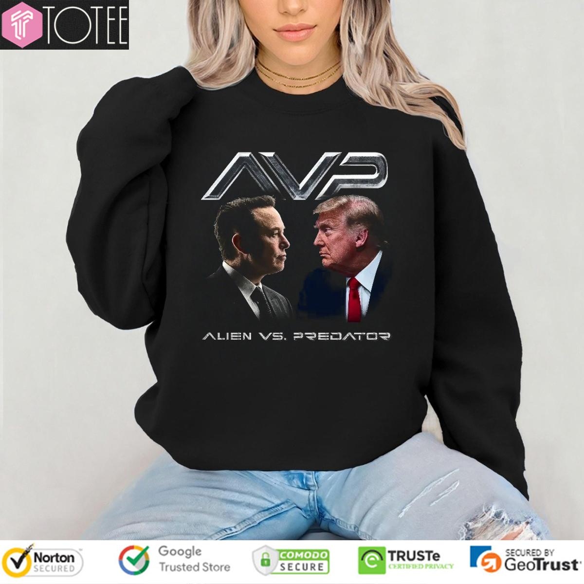 Elon Musk Trump Parody Alien Vs. Predator sweatshirt