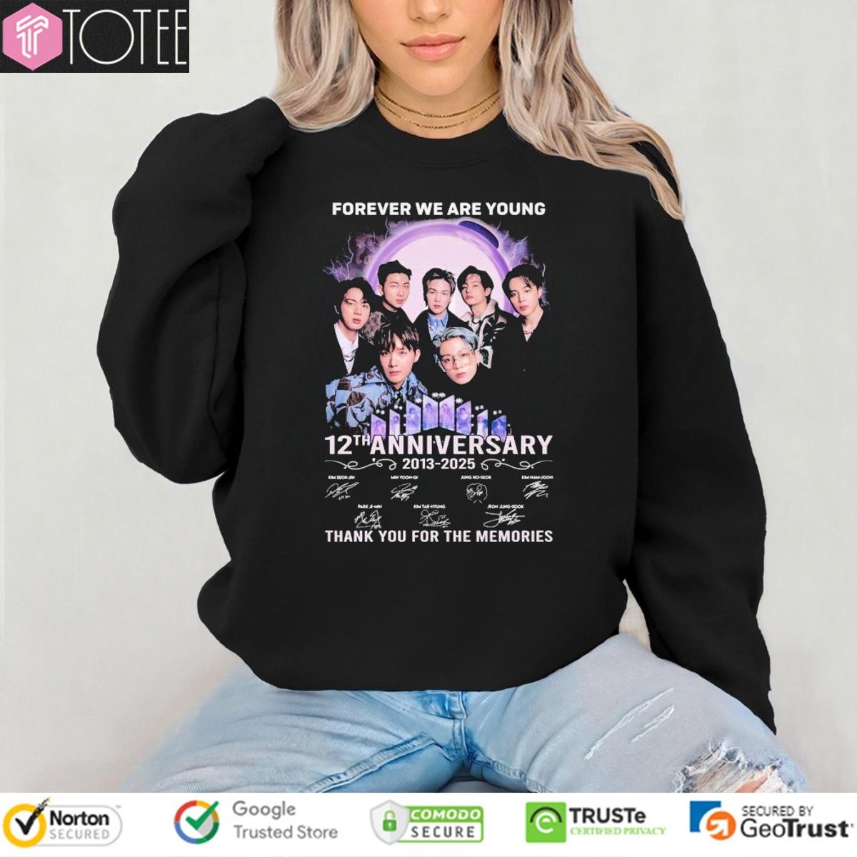 Bts Forever We Are Young 12Th Anniversary 2013-2025 Signatures sweatshirt