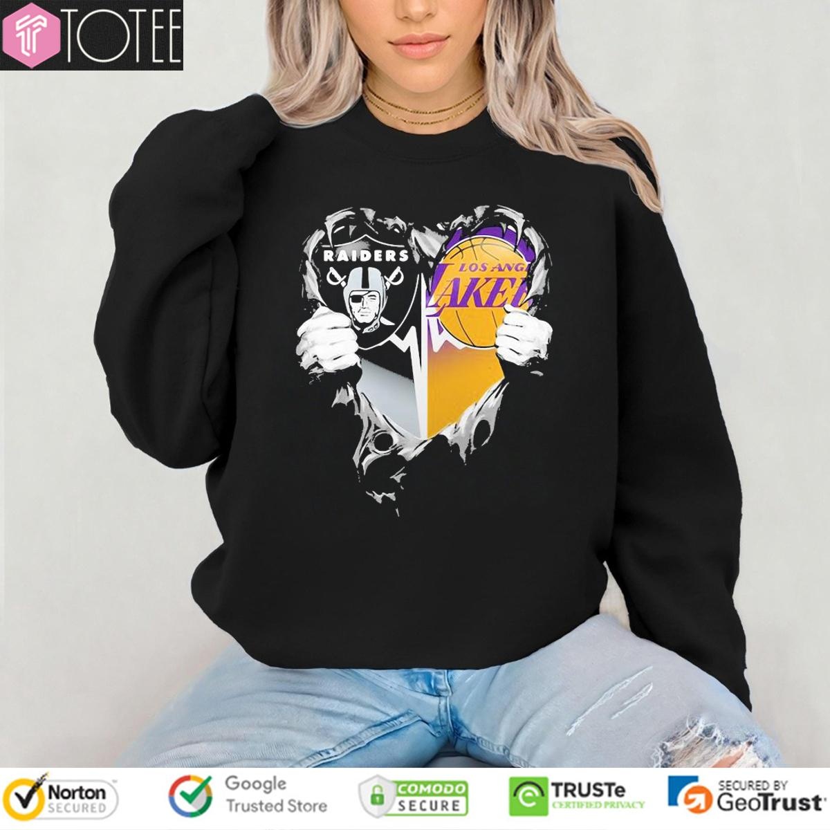 Inside Me Raiders And Lakers Heartbeat sweatshirt