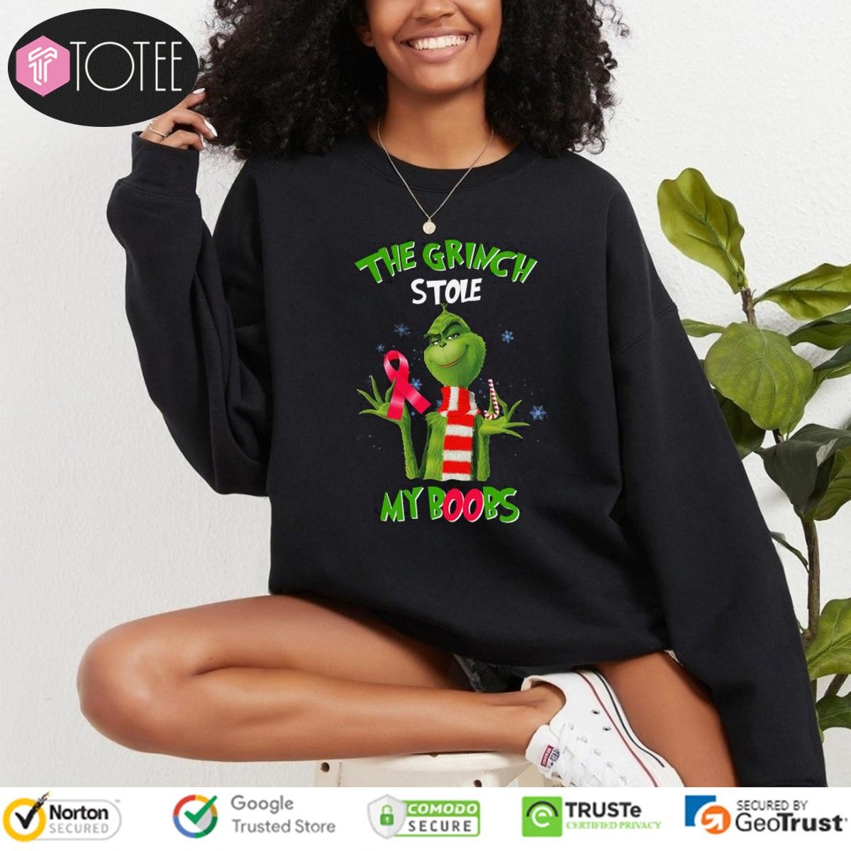 The Grinch Stole My Boobs Breast Cancer sweatshirt
