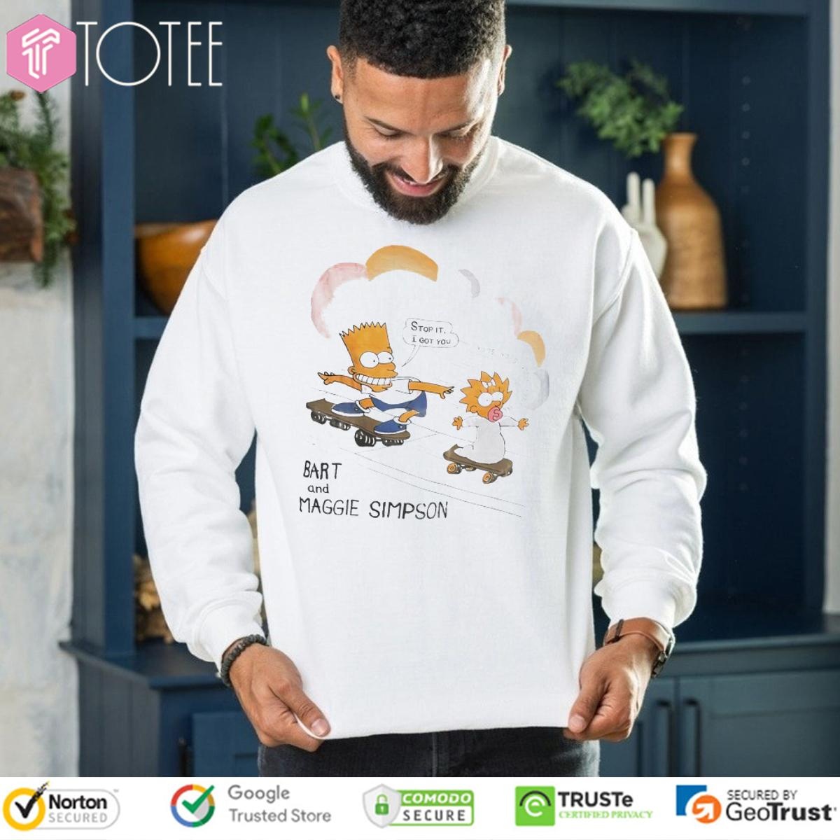 The Simpsons Bart And Maggie Simpson Surfing Shirt sweatshirt