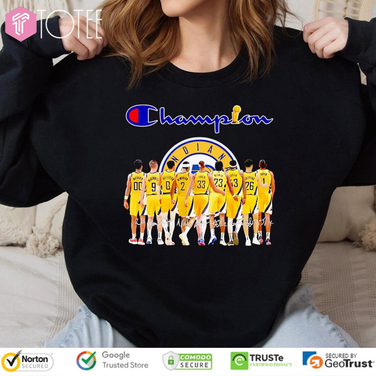 Logo Champion Indiana Pacers Nba Players Signatures sweatshirt