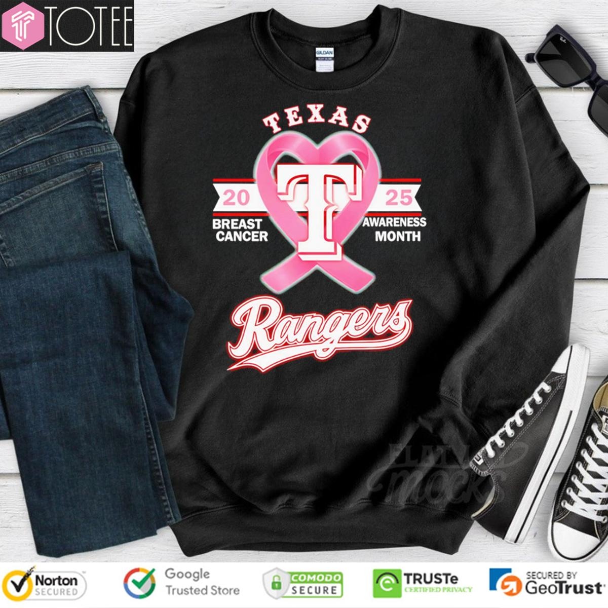 2025 Breast Cancer Awareness Month Texas Rangers Baseball sweatshirt
